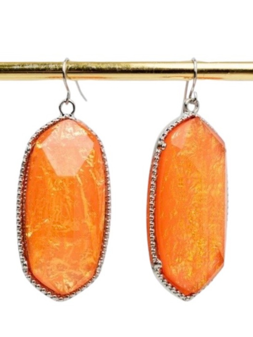 No. 3 Mia Coral Opal Silver Tone Earrings (NWT)